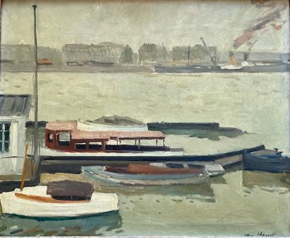 null Willem HASSELT VAN (1882-1963) 

Les bateaux 

Huile sur toile signée en bas...