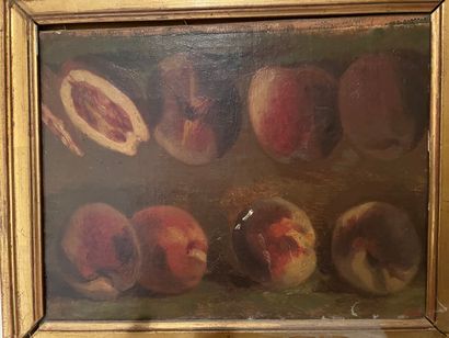 null ECOLE FRANCAISE du XIXe siècle 

Étude de fruits 

Huile sur toile monogrammée...