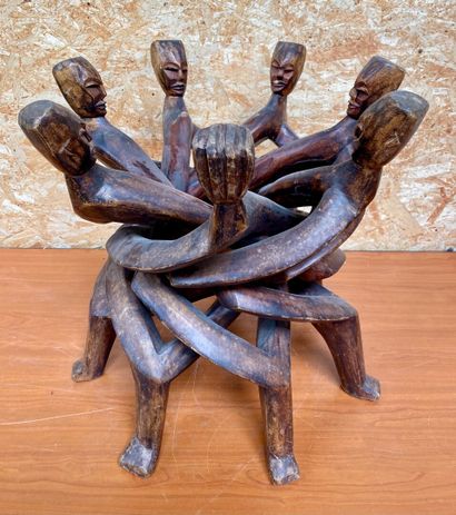 null CONTEMPORARY SCHOOL

Sculpture in carved wood representing a group of intertwined...