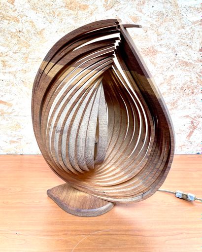 null ENAOL

Kinetic art lamp in wood. Signed on the terrace. 

Height 52 cm