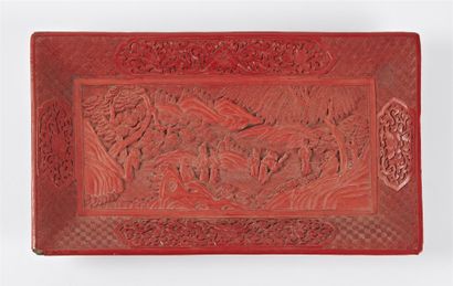 CHINA - Circa 1900 
A red lacquer rectangular...
