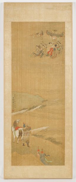 null CHINE - XIXe siècle

Encre et couleurs sur soie, représentant la légende du...