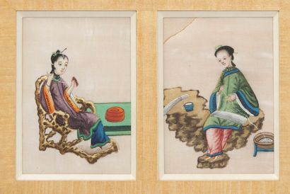 null CHINE, Canton - XIXe siècle

Ensemble de sept gouaches sur papier de riz représentant...