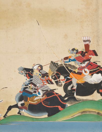 null JAPON - Epoque EDO (1603 - 1868)

Trois rouleaux e-maki, encre, couleurs et...