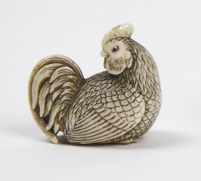 null JAPAN - EDO period (1603 - 1868)

Ivory netsuke, rooster sitting, head turned...