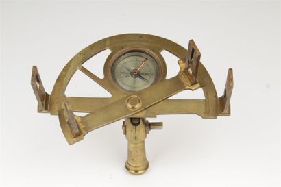 null Brass pinnae graphometer, engraved and pierced plate, set with a compass, socket...