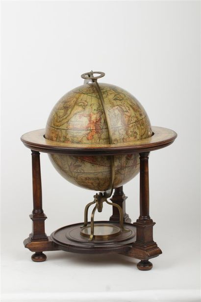 null Nice pair of terrestrial and celestial table globes in the taste of the beginning...