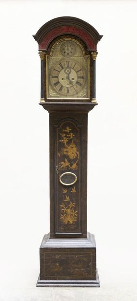 null FLOOR CLOCK in imitation of the Far East, decorated with landscapes and birds...