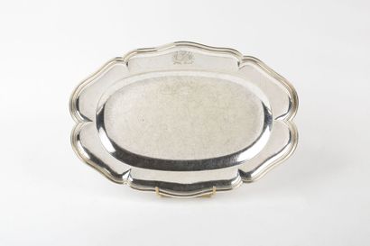 Oval silver plate, filets contours model,...