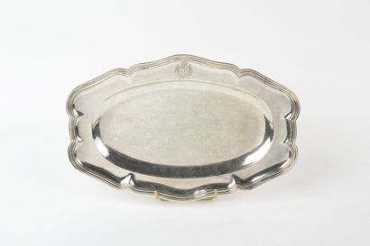 Oval silver plate, filets contours model,...