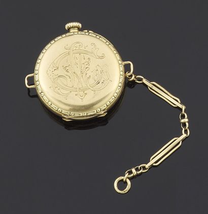 null LITTLE CHAIN in gold 750 thousandth holding in pendant a lady's watch, the bottom...