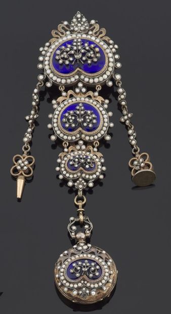 null CHATELAINE in silver 925 thousandths and metal, composed of three motives in...