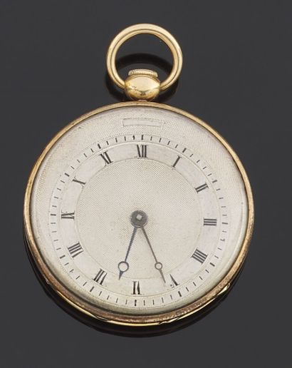 null Pocket watch in yellow gold 750 thousandth, the guilloche bottom, enamelled...