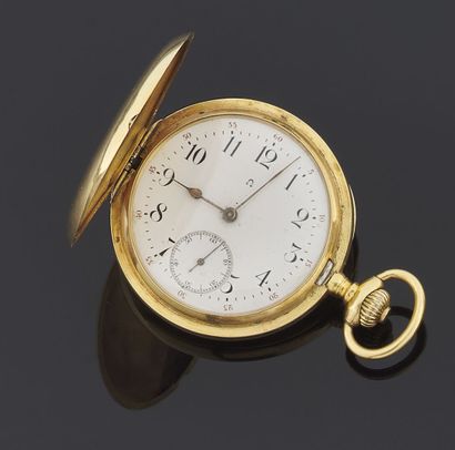 null Pocket watch of soap in yellow gold 750 thousandths plain, white enamelled dial,...