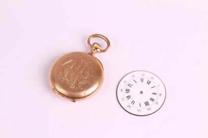 null Yellow gold collar WATCH 750 thousandths, the bottom guilloche and monogrammed,...
