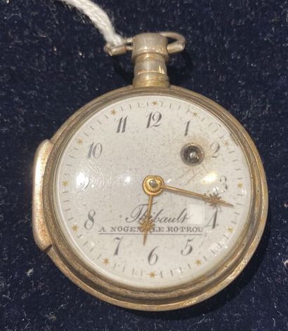 null Pocket watch in silver 925 thousandths, the plain bottom, white enamelled dial,...