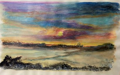 null Eric MORISOT (1926-2016)

Vue de coucher de soleil 

Gouache et pastel sur papier...