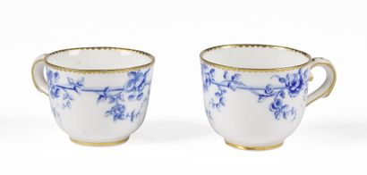 null SÈVRES

Two small soft porcelain cups with blue camaïeu decoration of garlands...