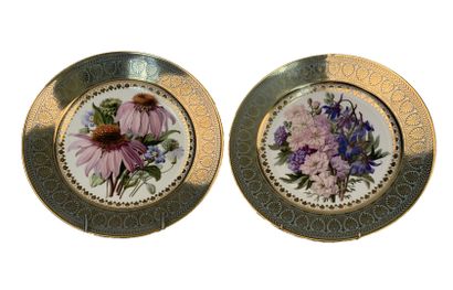 null SEVRES

Two porcelain plates with polychrome decoration in the center of flowers...