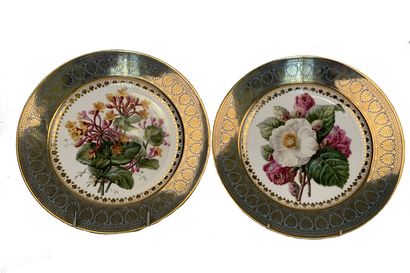 null SEVRES

Two porcelain plates with polychrome decoration in the center of flowers...