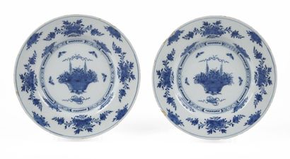 null DELFT

Two earthenware plates decorated in blue monochrome of flowered baskets...