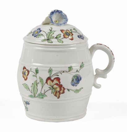 null CHANTILLY

Large covered mustard pot in the shape of a covered barrel with polychrome...