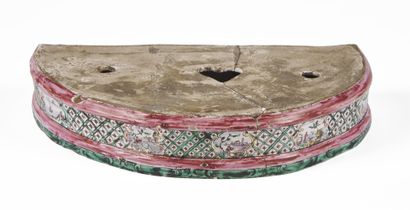 null MOUSTIERS

Semi-circular earthenware base with polychrome decoration of landscapes...