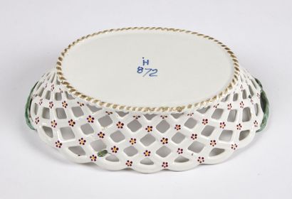 null STRASBOURG

Oval openwork earthenware basket with two handles with polychrome...