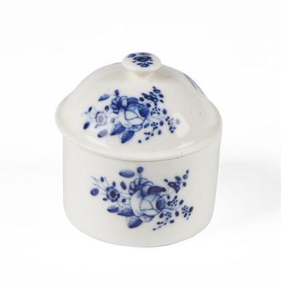 null MENNECY

Cylindrical covered ointment pot in soft porcelain with blue monochrome...