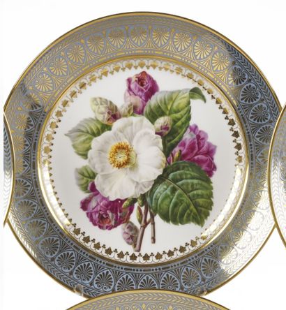 null SEVRES

Two porcelain plates with polychrome decoration in the center of flowers...