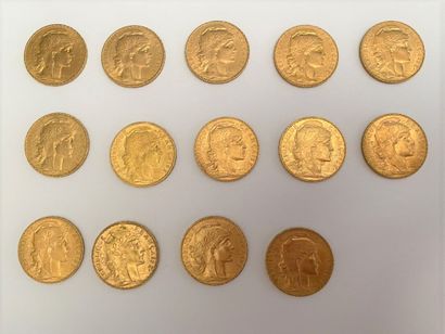null *14 pièces de 20 francs or au coq de 1907

Poids : 90,2 g 



Frais de vente...