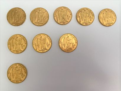 null *9 pièces de 20 francs or IIIe République : 

- 8 pièces de 1895

- 1 pièce...