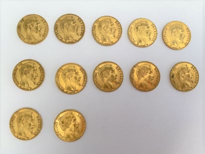 null *12 pièces de 20 francs or Napoléon III tête nue, 1859

Poids : 77 g



Frais...