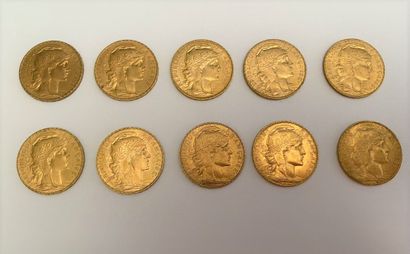 null *10 pièces de 20 francs or au coq, 1909

Poids : 64,5 g 



Frais de vente :...