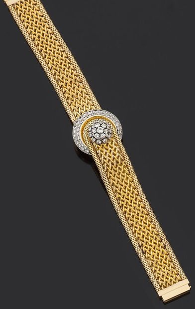 Bracelet montre de dame en or jaune 750 millièmes,...