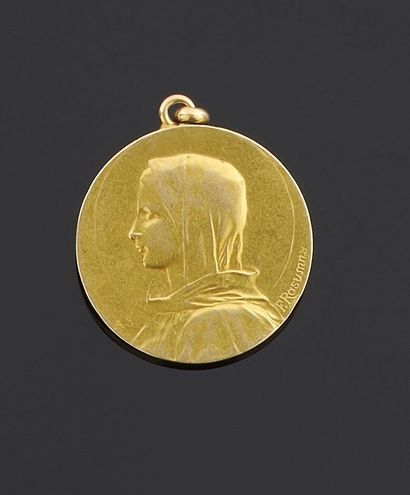 Médaille de forme ronde en or jaune 750 millièmes...
