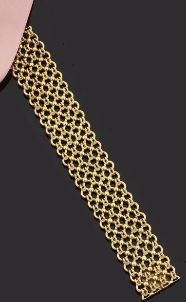 null Bracelet ruban en or jaune 750 millièmes, les maillons de forme ronde et à décor...