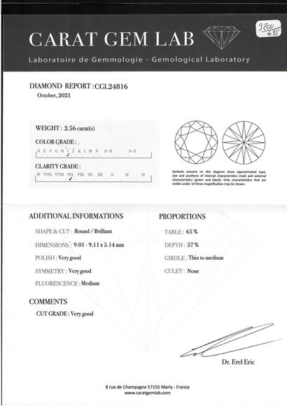 null Diamant sur papier de forme ronde et de taille brillant.

Accompagné d'un rapport...