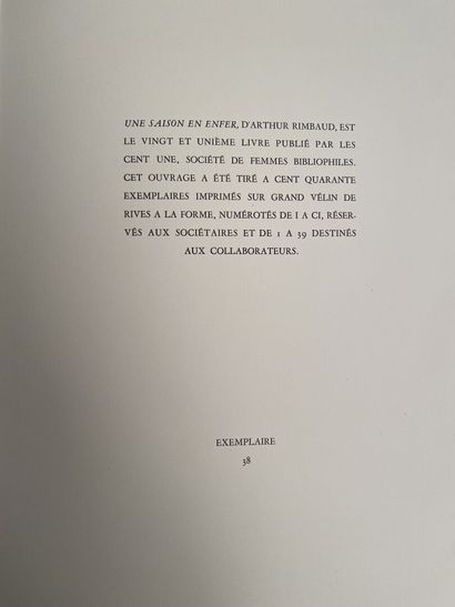 null Arthur RIMBAUD - André MASSON 

Une saison en enfer, Paris, Les Cent-Une, 1961....
