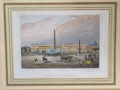 null SET OF FURNISHED PIECES, including : 

- Contemporary school 

Lithograph, signed...