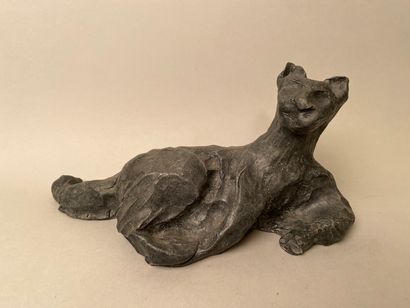 null Henri ALBY (1929-2002)

Reclining cat

Proof in bronze with lost wax, blue patina,...