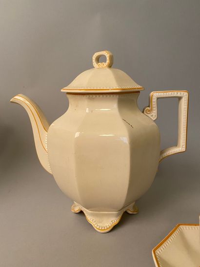 null SARREGUEMINES, 1930s

Part of a porcelain tea set with pearl frieze and gold...