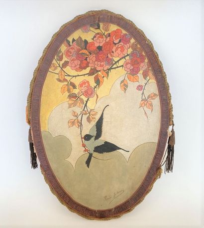 null Set including :

 - René JUTEAU (20th century)

The connected bird

Oil on canvas...
