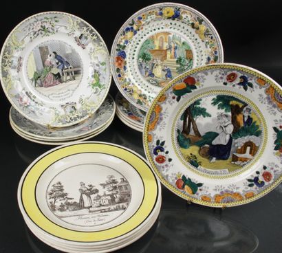 null CREIL and MONTEREAU, CHOISY 

Set of thirteen fine earthenware plates with various...