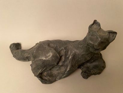 null Henri ALBY (1929-2002)

Reclining cat

Proof in bronze with lost wax, blue patina,...