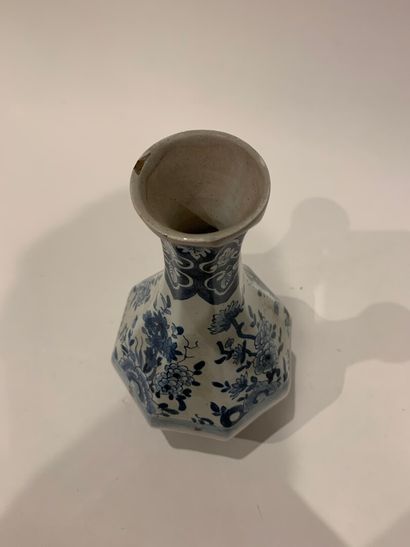 null VASE baluster with cut sides in earthenware with decoration in blue monochrome...