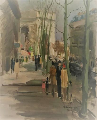 null Roland BOURIGEAUD 

Arc de triomphe 

Oil on canvas 

Signed lower right, located...