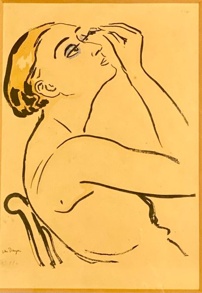 null After VAN DONGEN

The rimmel, Woman at the toilet

Stencil on Japanese paper

29...