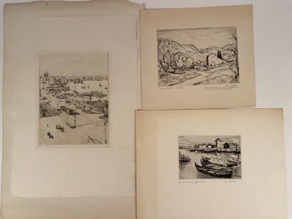 null Jean AUFORT (1898-1988)

Set of two watercolors, a pastel, and two engravings....
