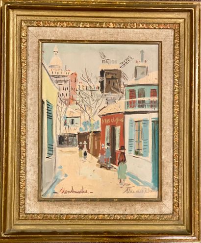 null Set including : 

- After Utrillo, View of Montmartre, reproduction. 27 x 20,5...